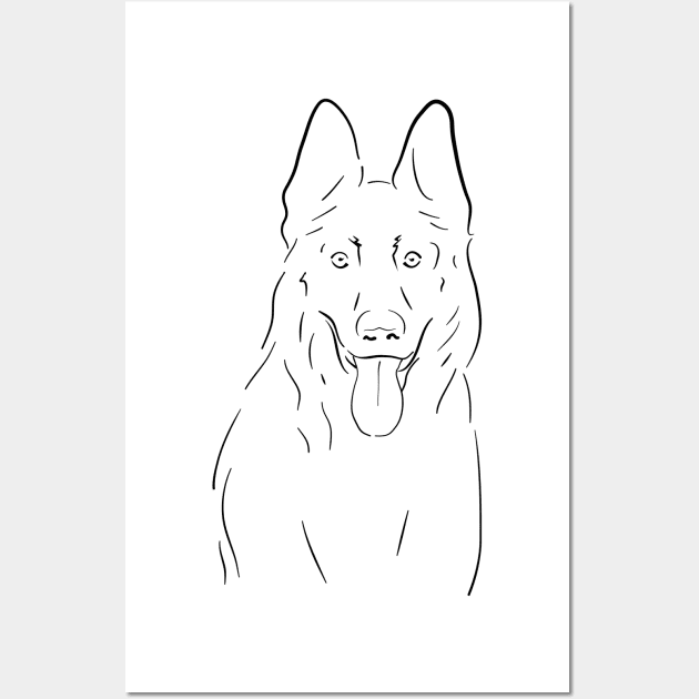 German Shepherd line drawing Wall Art by rand0mity